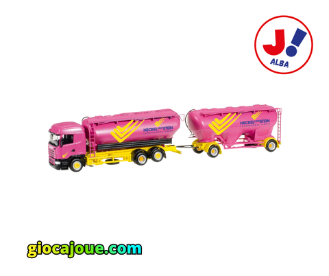 305594 - Scania R13 rimorchio silo di ghiaccio in rosa-giallo "Heckel & Stein".