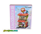 Keeppley: City Corner - Negozio Nostalgia, mattoncini compatibili Lego, vista frontale della scatola.