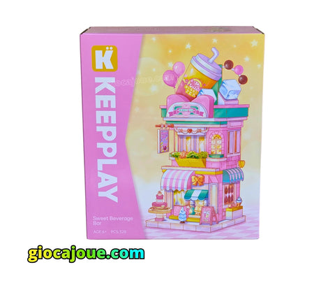 Keepplay: Magical Neighborhood - Bar dei Bubble Tea, mattoncini compatibili Lego, vista frontale della scatola.