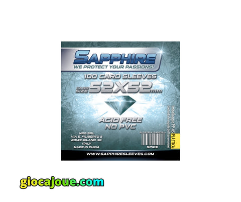 Bustine protettive Sapphire, misura 52x52mm, fronte della confezione