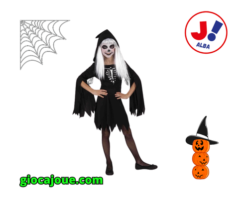 Costume "Scheletro con cappuccio per ragazza", in vendita da GiocaJoué.com