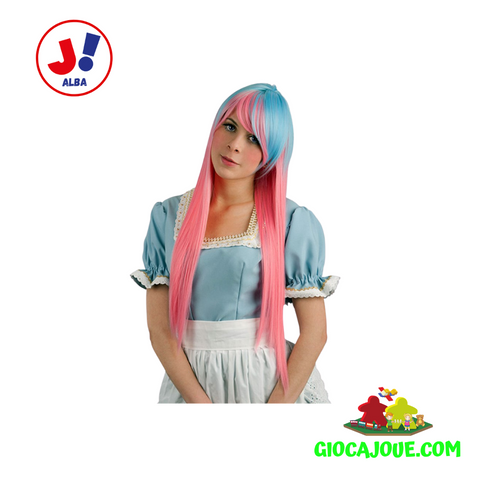 Carnival Toys 2861 - Parrucca Rosa Azzurra Lusso Lunga e Liscia con Frangia