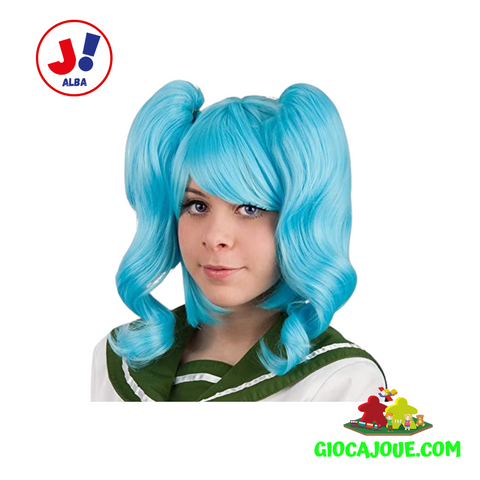 Carnival Toys 2873 - Parrucca azzurra con codini (effetto naturale)
