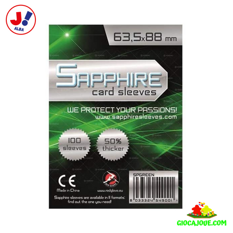 Sapphire Sleeves - Bustine Protettive Sapphire GREEN (63,5x88) in vendita da Gioca Joué